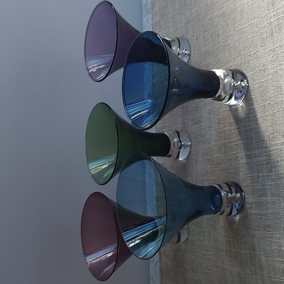 Artland Hand Crafted Cocktail Glasses - Set Of 5 Green  Blue  Purple Beautiful - Picture 3 of 13